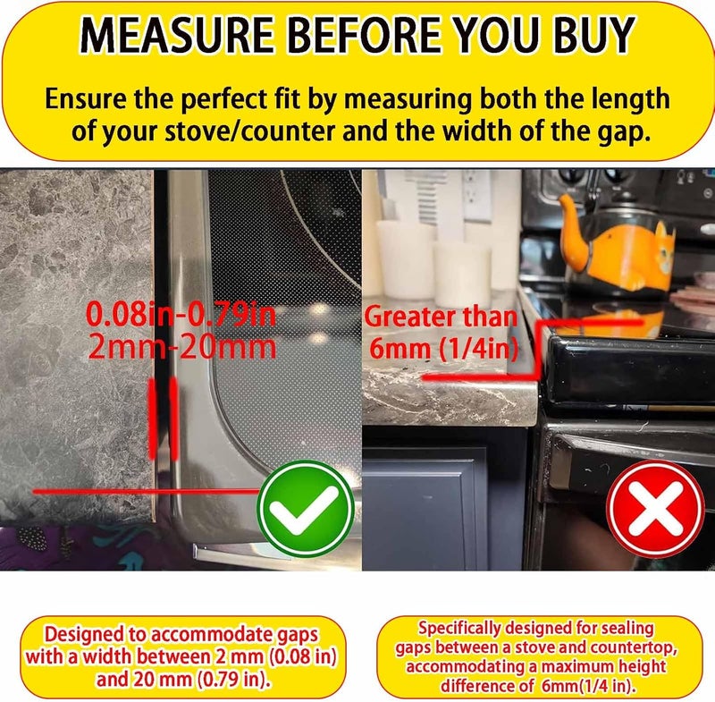 kookkit Store غطاء فراغات الموقد المرن 2 عبوة، حشوات سيليكون بين العداد وموقد الطهي، غسالة، فرن، مجفف، سهل المسح، مادة سيليكون غذائية (أبيض، 25 بوصة) - Image 4
